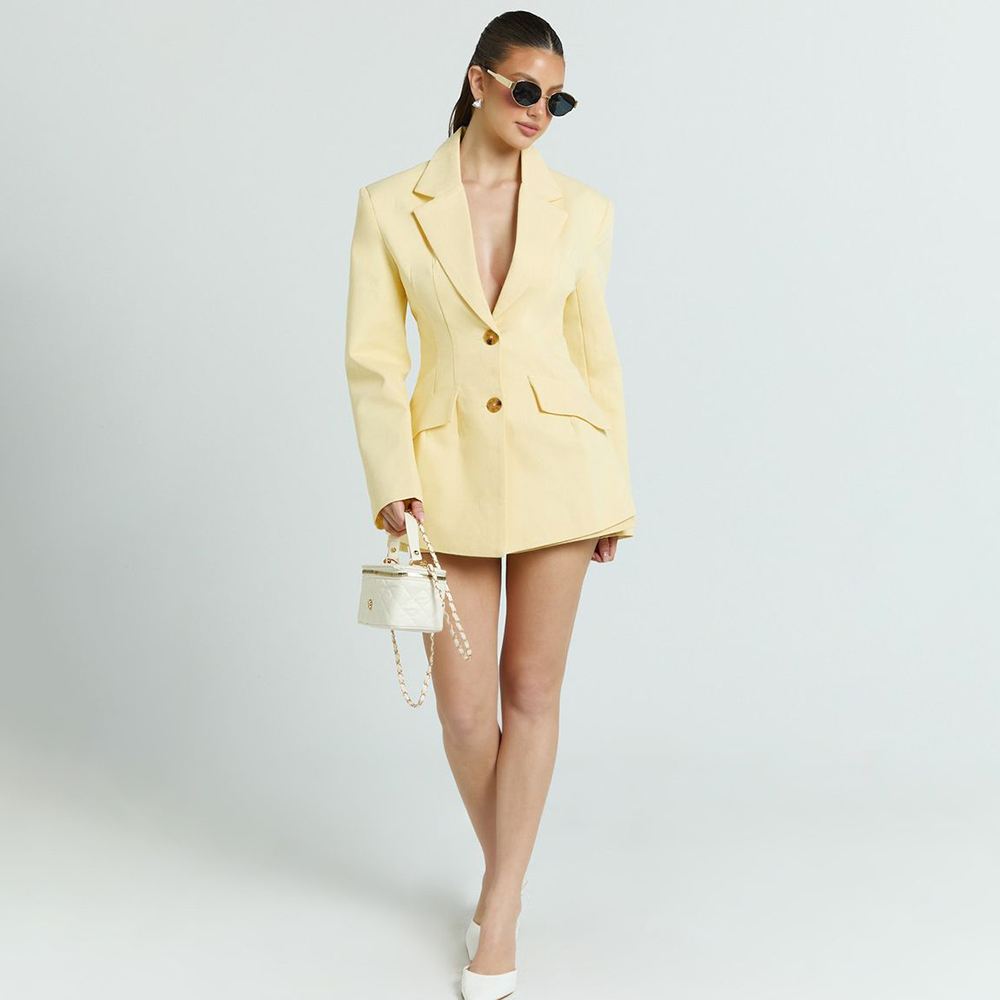 Women Formal Wear Shirts - Light Yellow Women's 2Pic Suit Set