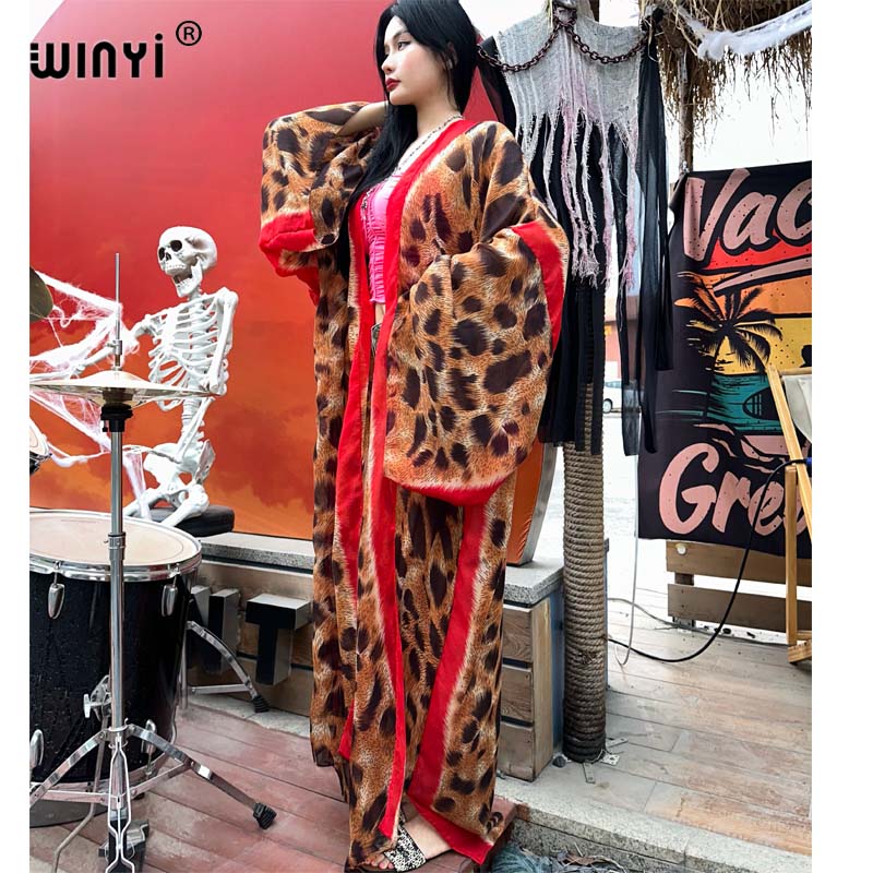 Young Women'S Formal Wear - 2023 WINYI leopard print semi-perspective sexy