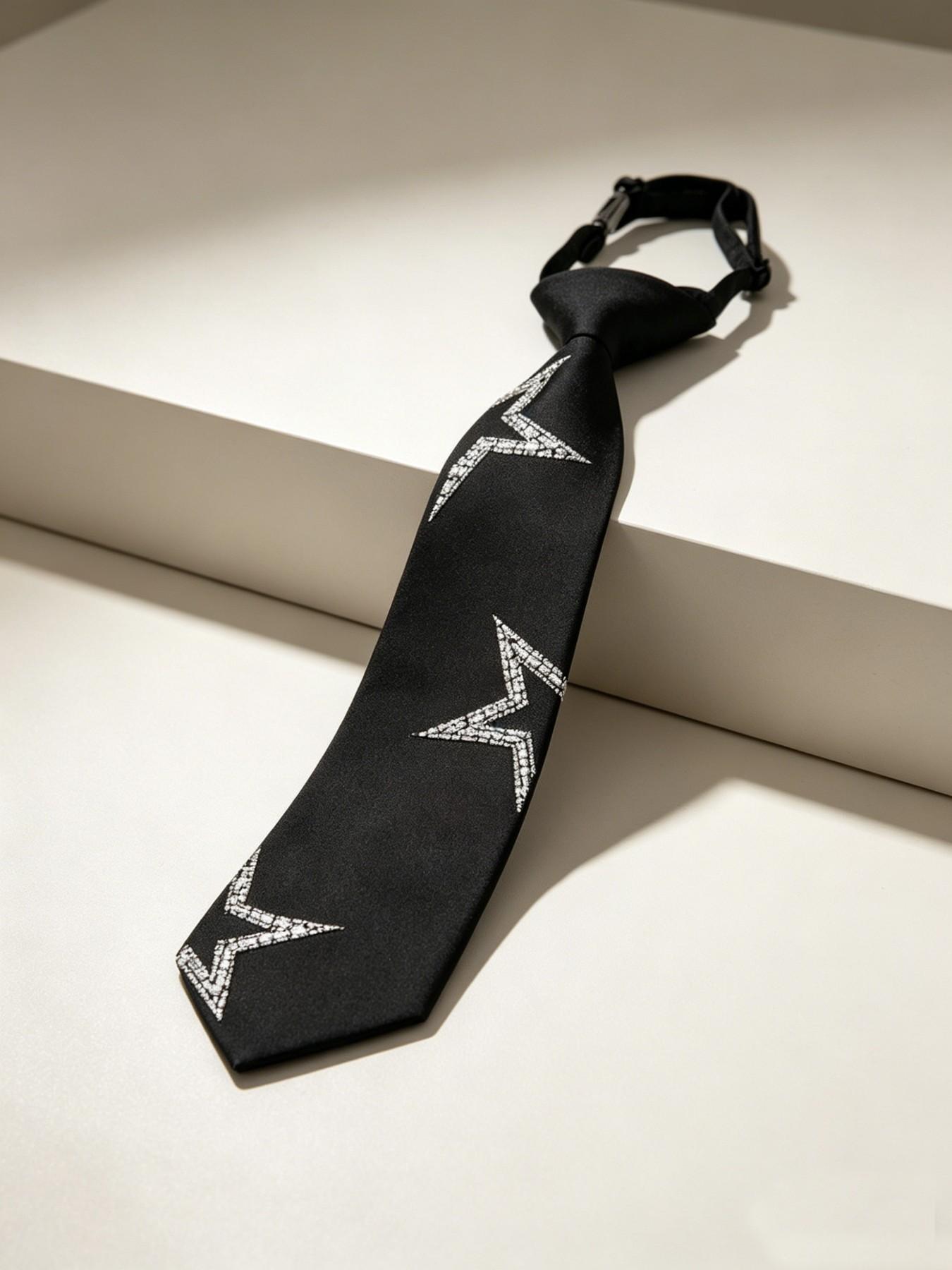 Women Formal Wear With Tie - Pre-Tied Star Sequin Tie, Adjustable Bowtie,