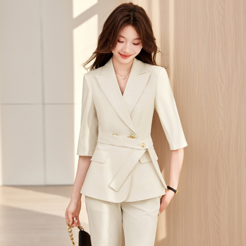 Women'S Formal Wear Stores - Off-white women's suit2026New Spring/Summer Elegant Waist-Cinching