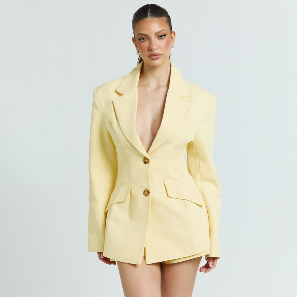 Light Yellow Women's 2Pic Suit - đánh giá và giá Women Formal Wear Shirts