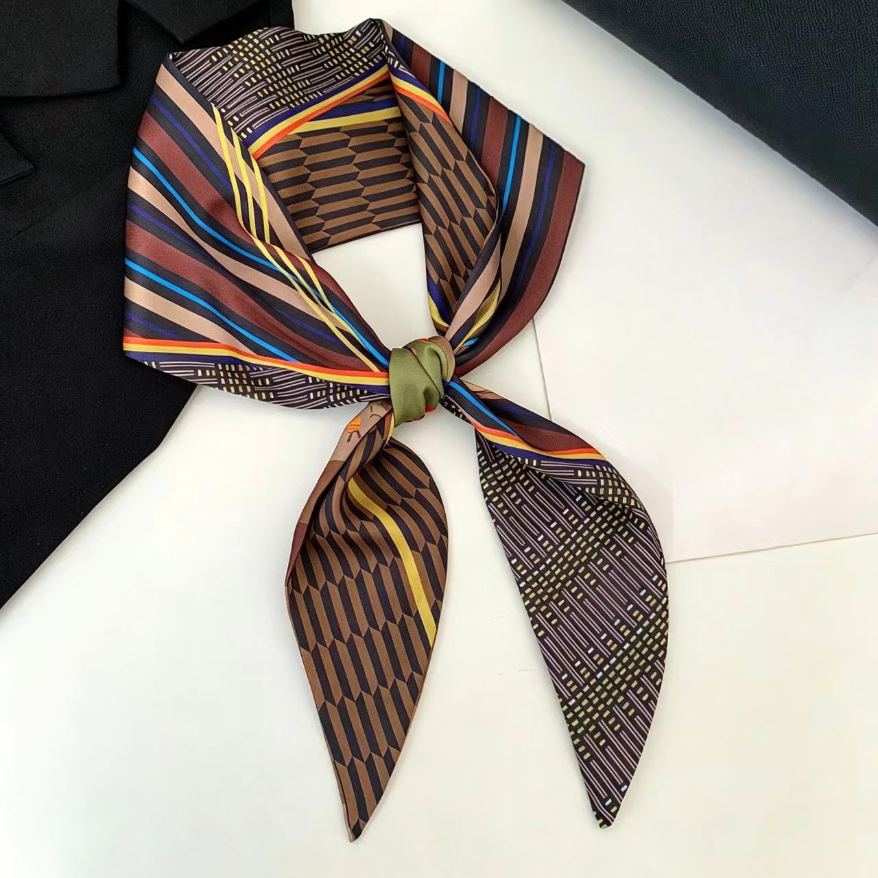 Luxury Print Long Hair Ribbon  - đánh giá và giá Scarf Silk Neck
