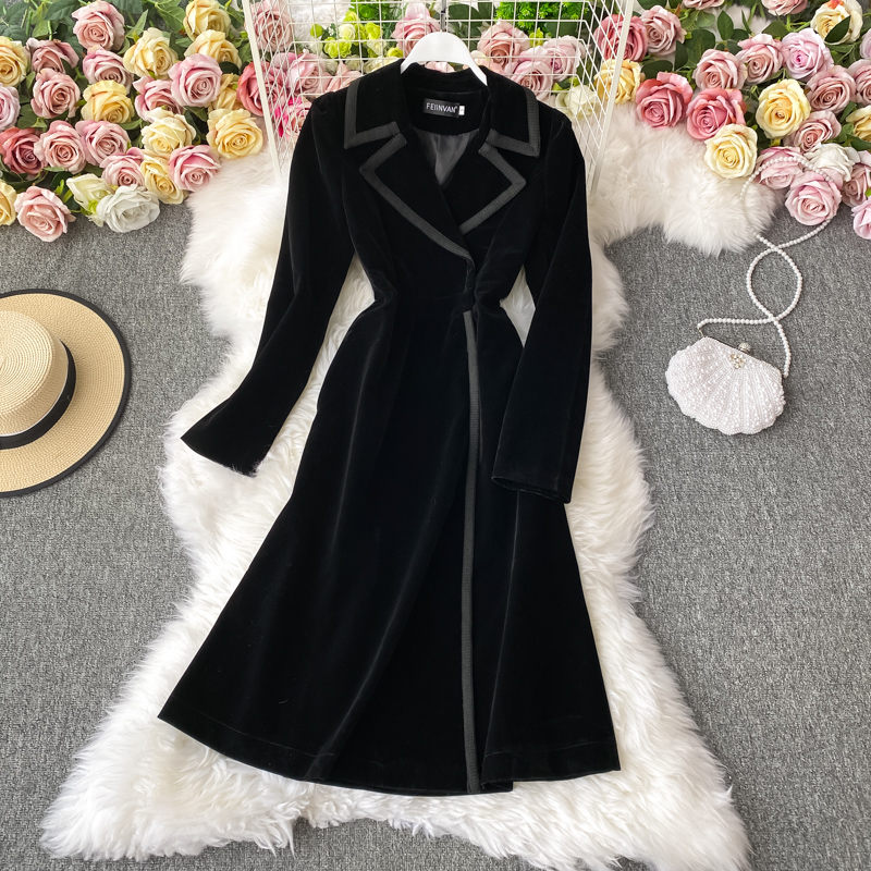 Mùa Thu Và Mùa Đông Nhung Đen  - đánh giá và giá Trench Coat Formal
