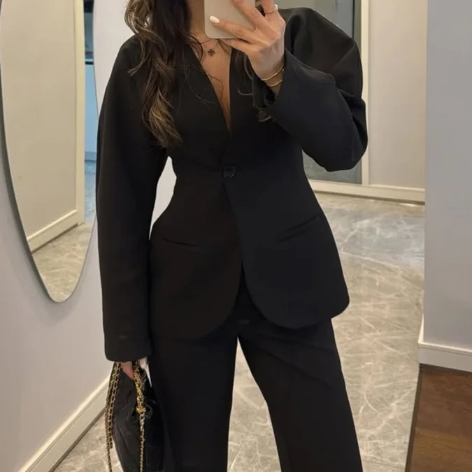 2025 New Women Black V Neck Wa - đánh giá và giá Women Formal Wear With Tie