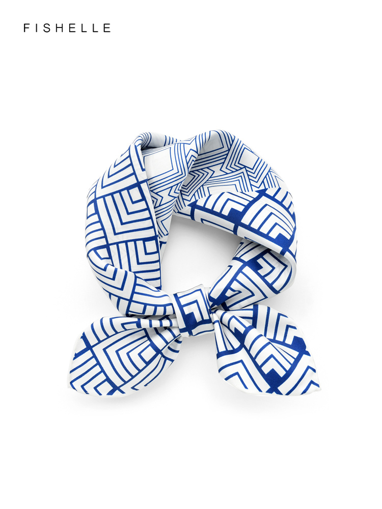 Geometric printed real silk tw - đánh giá và giá Scarf Silk Neck