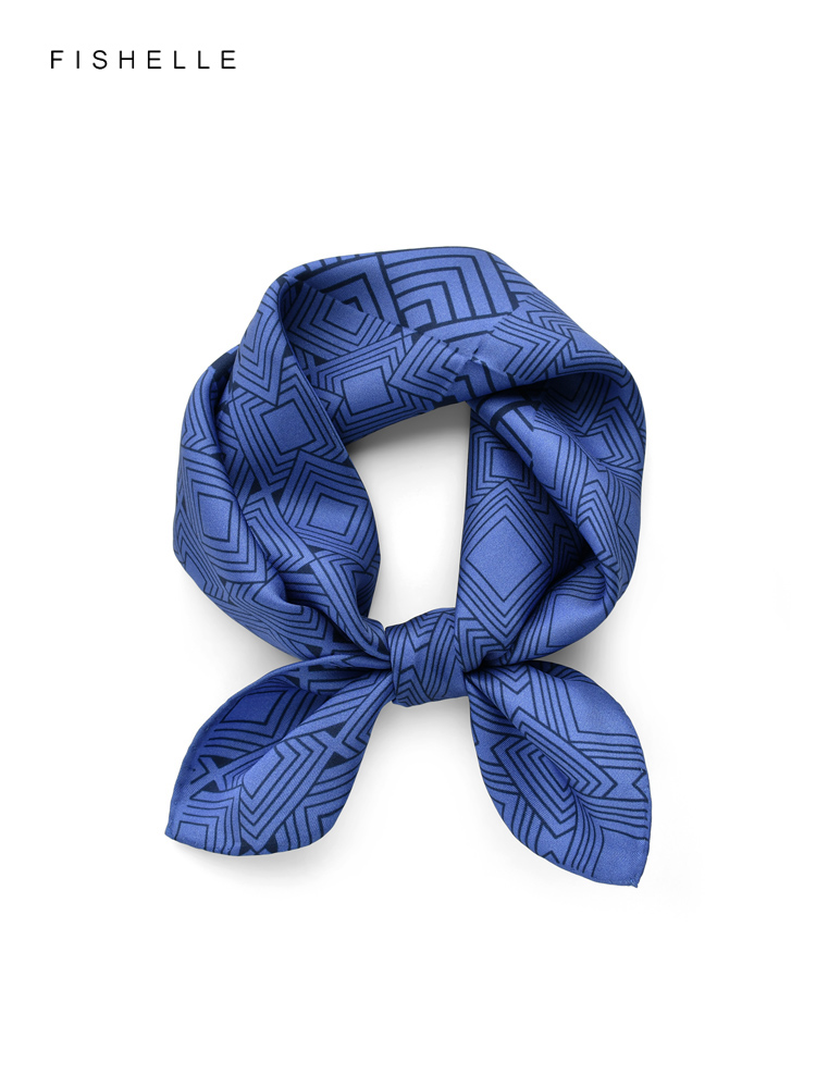 Geometric printed real silk tw - đánh giá và giá Scarf Silk Neck