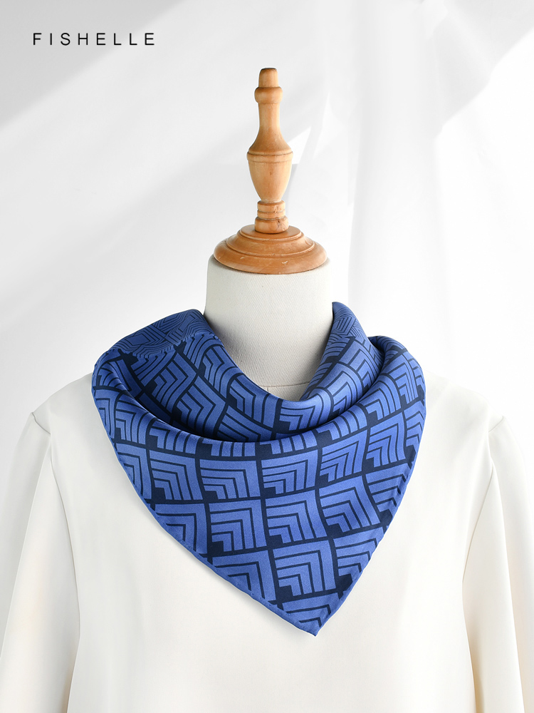 Geometric printed real silk tw - đánh giá và giá Scarf Silk Neck
