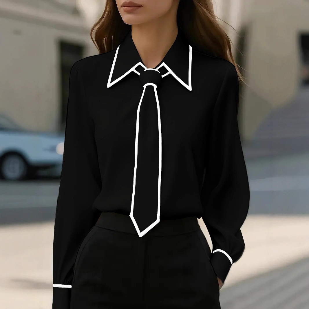 Women's Contrast Trim Tie Neck - đánh giá và giá Women Formal Wear With Tie