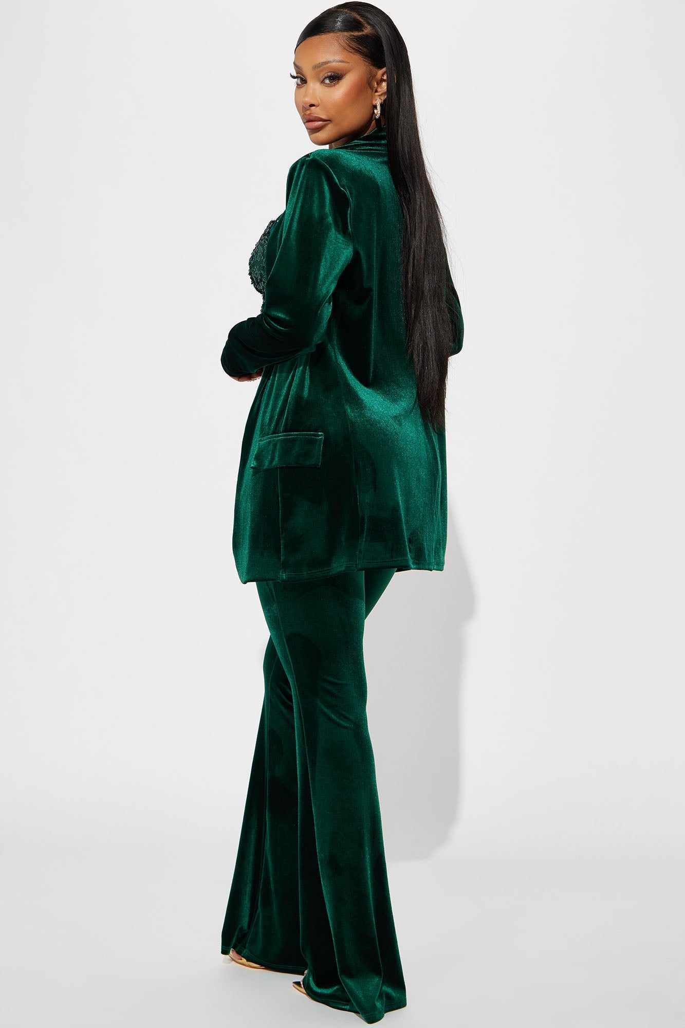 Green Velvet Women Pants Suits - đánh giá và giá Women Formal Wear With Tie