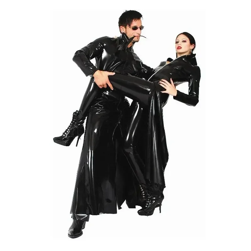 Unisex Black Long Glossy Leath - đánh giá và giá Trench Coat Formal