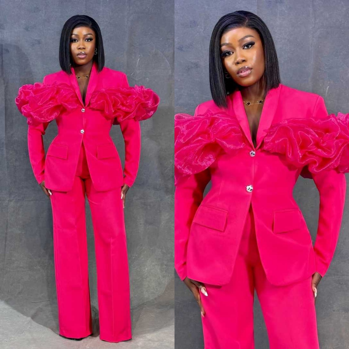 Customized Hot Pink Women Pant - đánh giá và giá Women Formal Wear With Tie